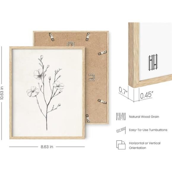 Grey Floral Wall Art - Set of 4 Plant Posters for Wall Vintage, Botanical Prints - Picture 3 of 7